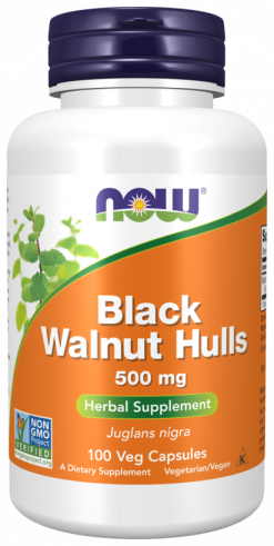 NOW Black Walnut Hulls 500 mg, 100 капсул