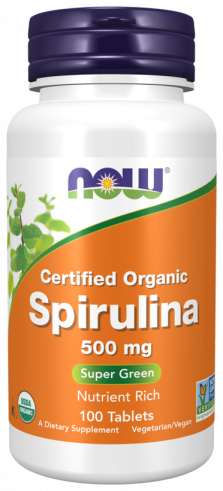 NOW Certified Organic Spirulina 500 mg, 100 таблеток