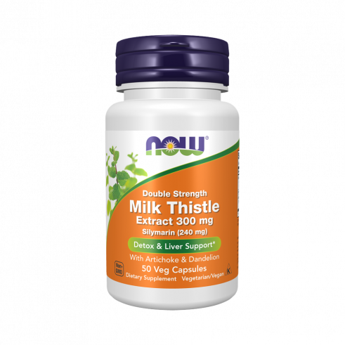 NOW Double Strength Milk Thistle Extract 300 mg, Экстракт Расторопши двойного действия 300 мг, 50 капсул